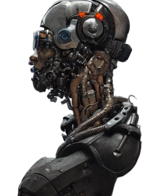 robot, face, mask, staff, concept art, cyberpunk, 3d render, photorealistic transparent PNG cut-out