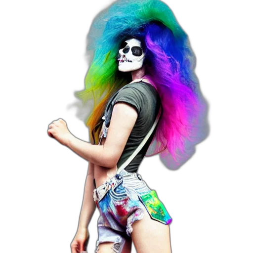 hair, creature, mask, vaporwave, concept art, photorealistic, pixel art, neon transparent PNG cut-out
