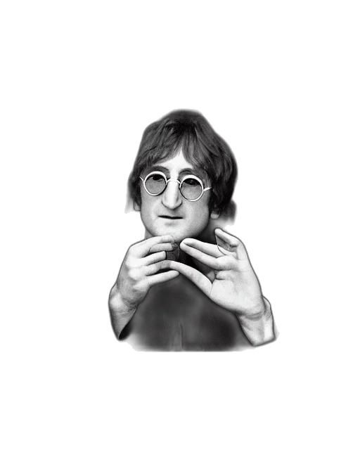 face, hair, photorealistic, pixel art, cartoon, concept art, john, lennon transparent PNG cut-out