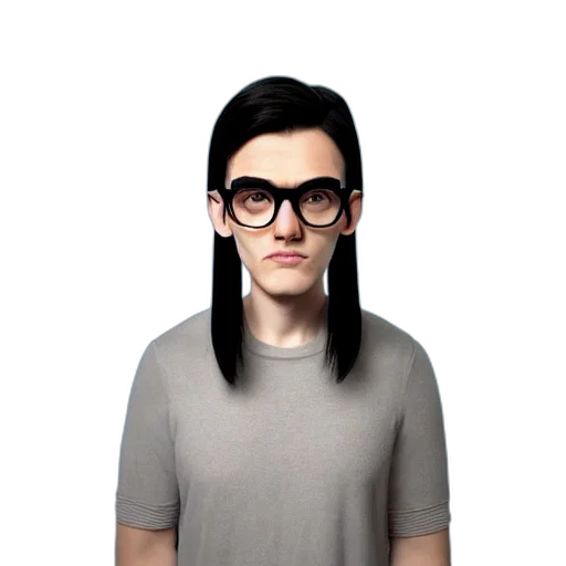 hair, face, staff, 3d render transparent PNG cut-out