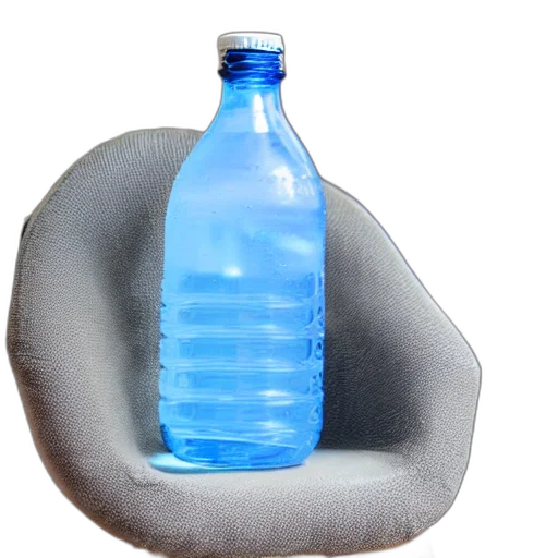 bottle, food, mask, weapon, 3d render, photorealistic, vaporwave, blue transparent PNG cut-out