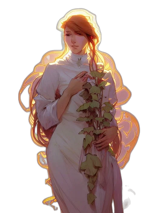 dress, crown, staff, flower transparent PNG cut-out
