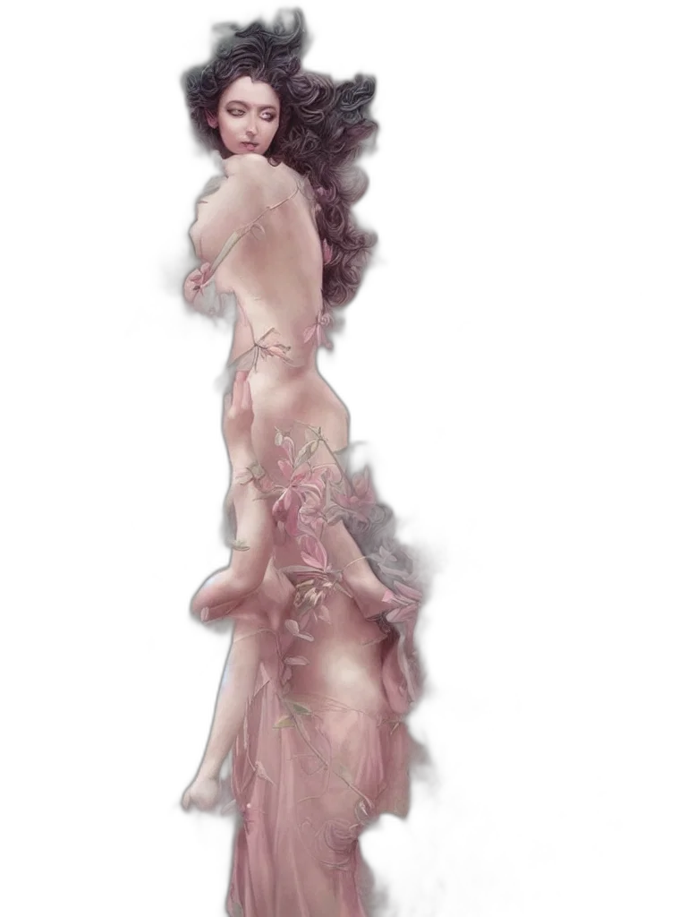 dress, concept art, fantasy art, photorealistic, watercolor, pastel, earth tones, dark transparent PNG cut-out
