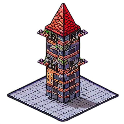 building, crown, hat, robot, pixel art, concept art, 3d render, vaporwave transparent PNG cut-out
