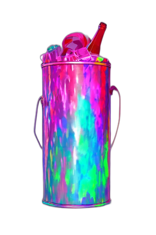bottle, dress, staff, umbrella, vaporwave, 3d render, concept art, photorealistic transparent PNG cut-out