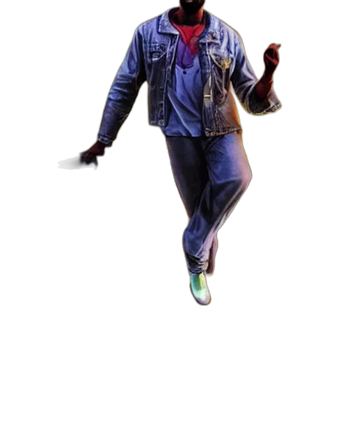 jacket, staff, robot, umbrella, concept art, cyberpunk, 3d render, pixel art transparent PNG cut-out