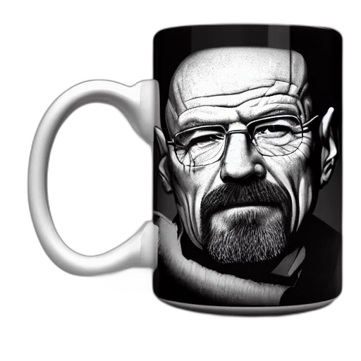face, photorealistic, cartoon, 3d render, comic book art, mug, walter, white transparent PNG cut-out