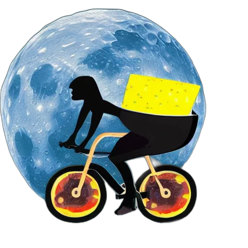 concept art, cartoon, outer space, wheel, cheese, cycling, bike, moon transparent PNG cut-out