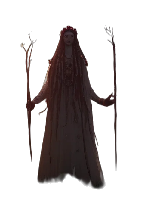 staff, creature, dress, mask transparent PNG cut-out