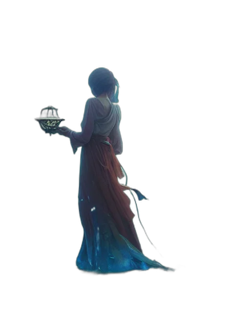 dress, staff, sword, mask, concept art, fantasy art, pixel art, 3d render transparent PNG cut-out