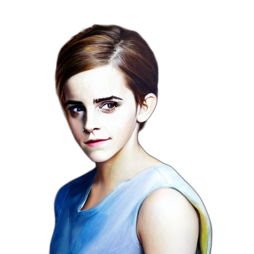face, dress, photorealistic, watercolor, oil painting, cartoon, blue, pastel transparent PNG cut-out