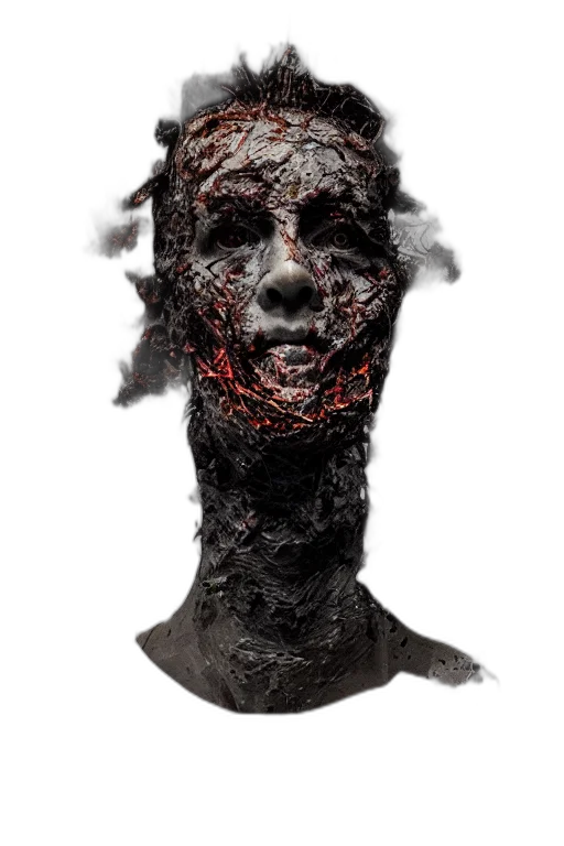 mask, face, staff, creature, concept art, 3d render, photorealistic, comic book art transparent PNG cut-out