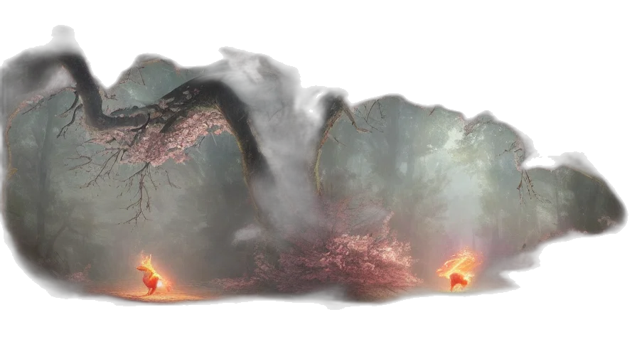 dragon, tree, hair, sword, concept art, 3d render, photorealistic, fantasy art transparent PNG cut-out