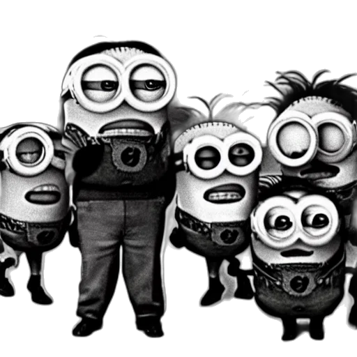 mask, staff, concept art, cartoon, comic book art, 3d render, monochrome, minions transparent PNG cut-out