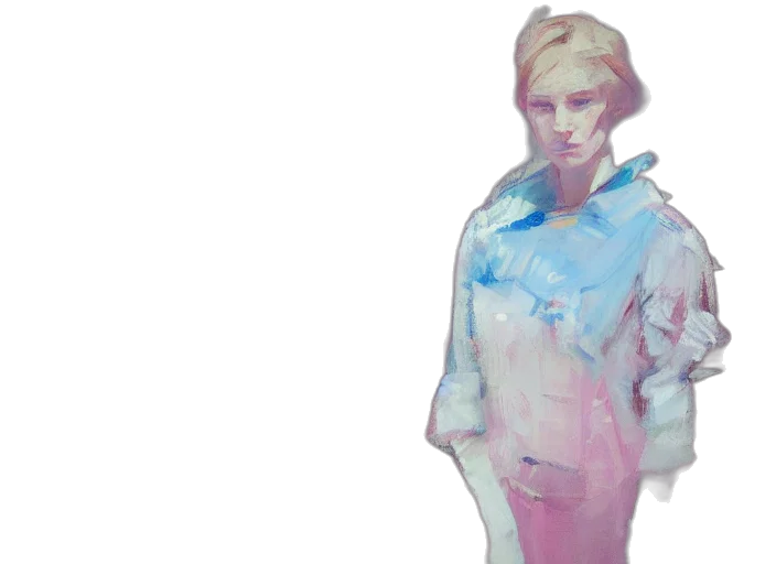 jacket, dress, face, vaporwave transparent PNG cut-out