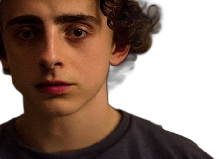 face, hair, photorealistic, 3d render, neon lights, timothee, chalamet, stranger transparent PNG cut-out