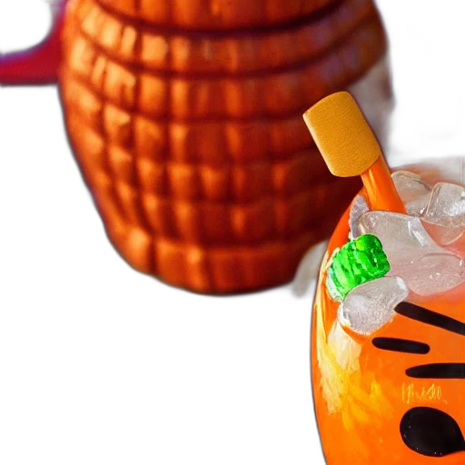 bottle, food, 3d render, closeup, photorealistic, photograph, glossy, orange transparent PNG cut-out