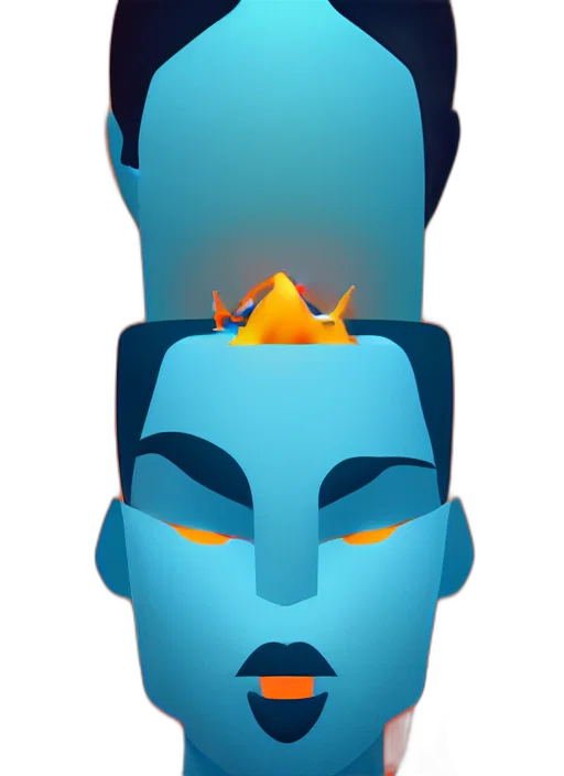 crown, mask, face, staff, concept art, 3d render, cartoon, fantasy art transparent PNG cut-out