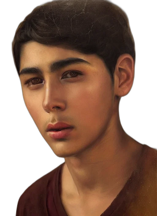 face, hair, photorealistic, oil painting transparent PNG cut-out