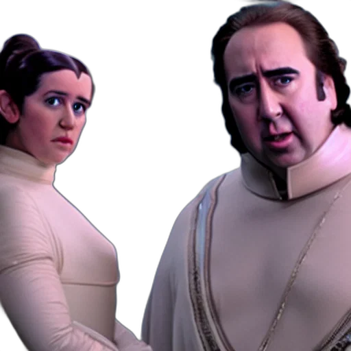 concept art, fat, nic, cage, playing, princess, leia, digital transparent PNG cut-out