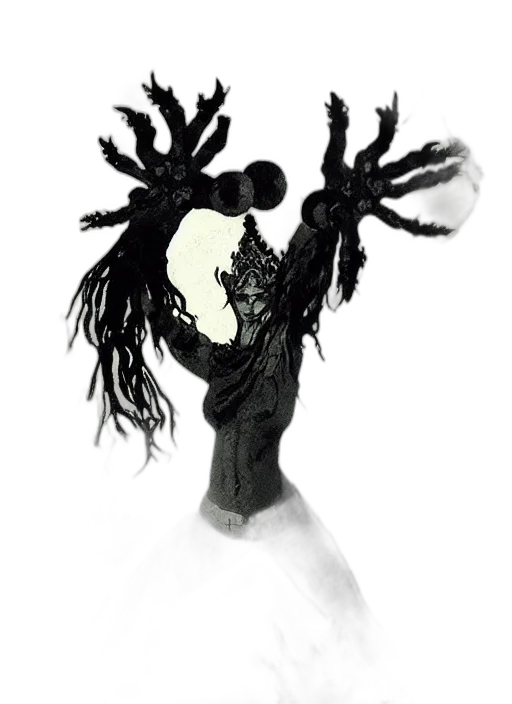 creature, mask, staff, crown, concept art, fantasy art, comic book art, 3d render transparent PNG cut-out