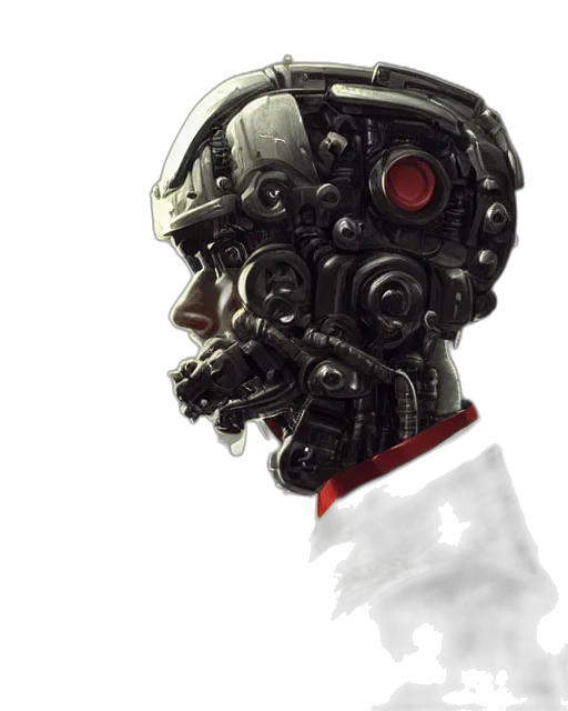 robot, mask, face, creature, concept art, cyberpunk, comic book art, 3d render transparent PNG cut-out