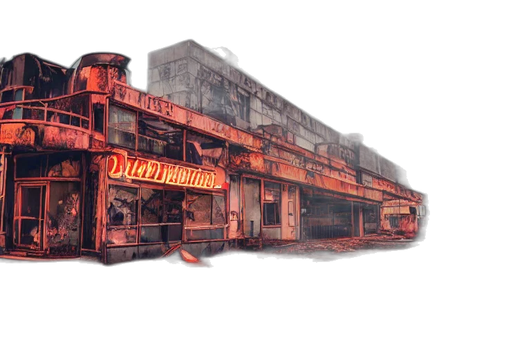 car, building, furniture, robot, concept art, cyberpunk, 3d render, watercolor transparent PNG cut-out