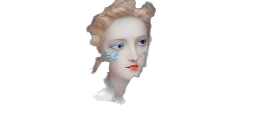 face, crown, mask, hair, 3d render, photorealistic, vaporwave, pixel art transparent PNG cut-out