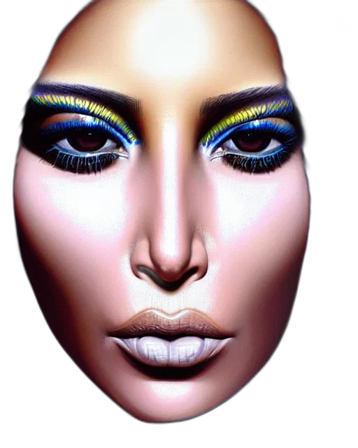 face, mask, jewelry, photorealistic, 3d render, fantasy art, concept art, neon transparent PNG cut-out