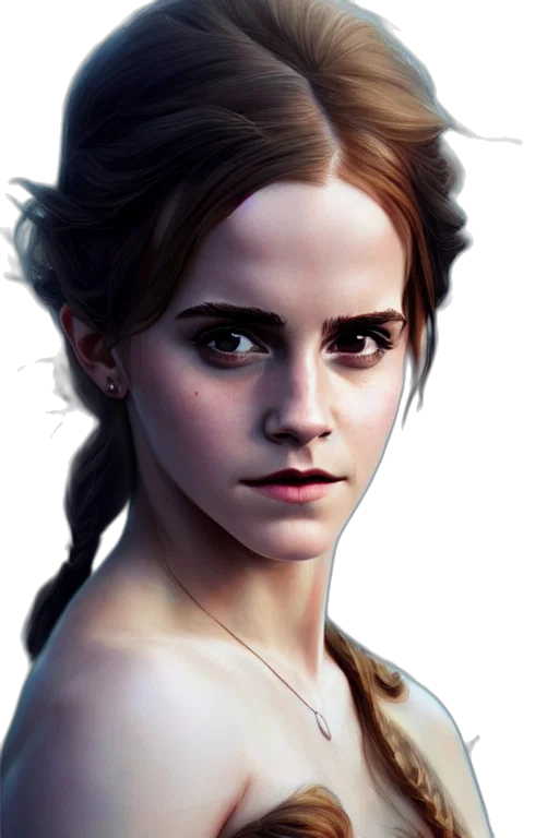 face, photorealistic, fantasy art, concept art, comic book art, emma, watson, goddess transparent PNG cut-out