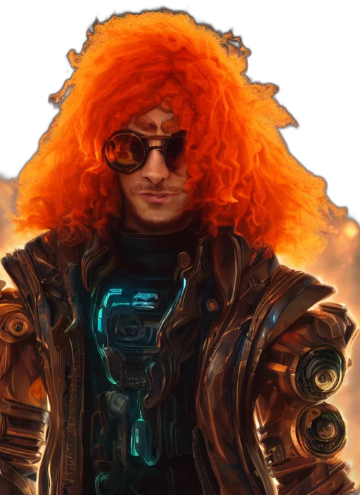jacket, hair, concept art, cyberpunk transparent PNG cut-out