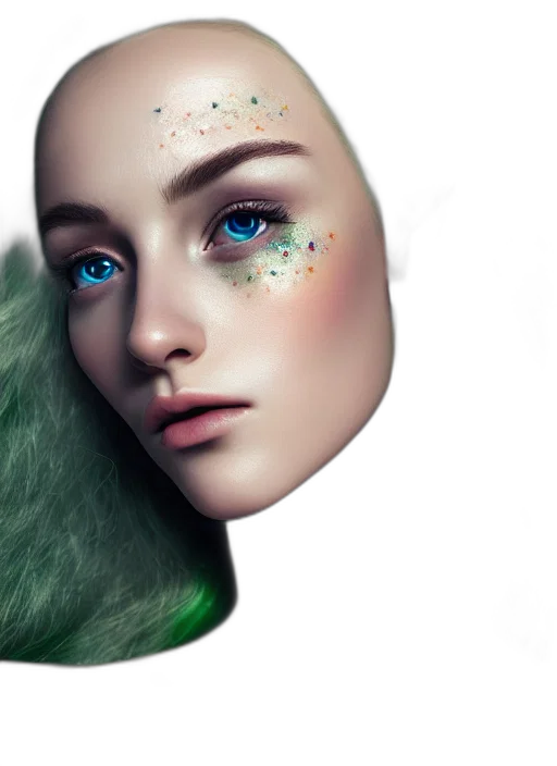 face, mask, hair, jewelry transparent PNG cut-out
