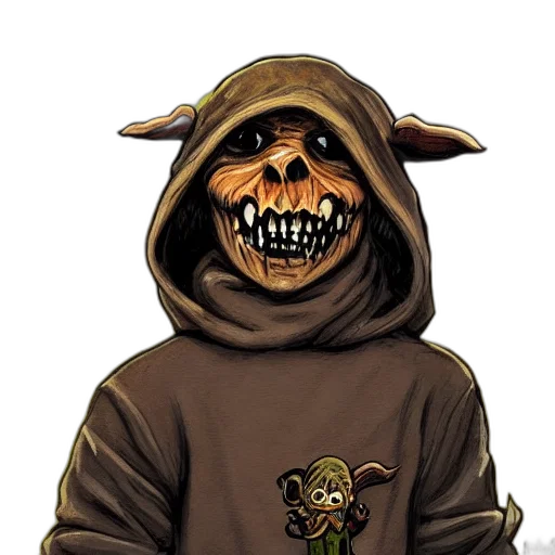 staff, creature, mask, jacket transparent PNG cut-out