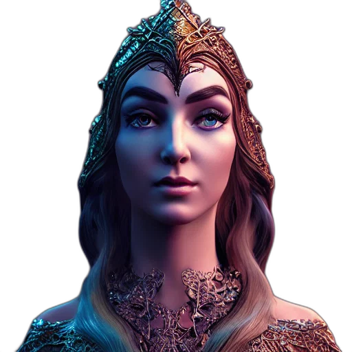 crown, jewelry, face, staff, fantasy art, concept art, 3d render, photorealistic transparent PNG cut-out