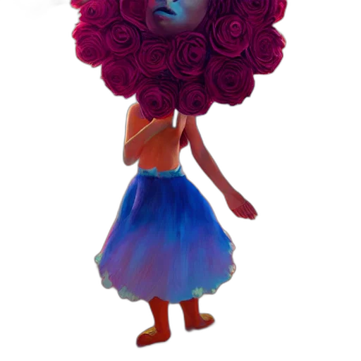 dress, flower, crown, hair, concept art, fantasy art, 3d render, cartoon transparent PNG cut-out