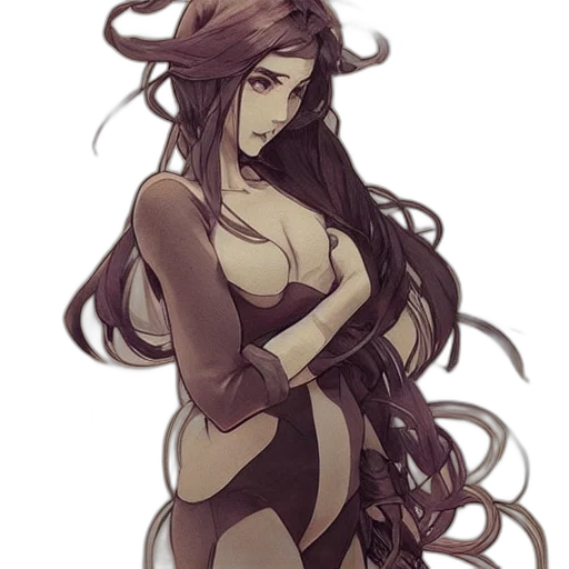dress, creature, hair, staff, concept art, fantasy art, anime, pixel art transparent PNG cut-out