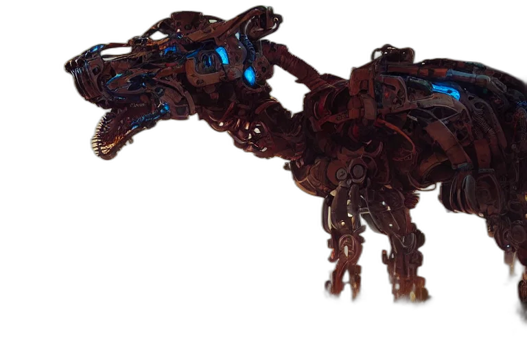 dragon, robot, animal, creature, 3d render, concept art, thunderjaw, machine transparent PNG cut-out