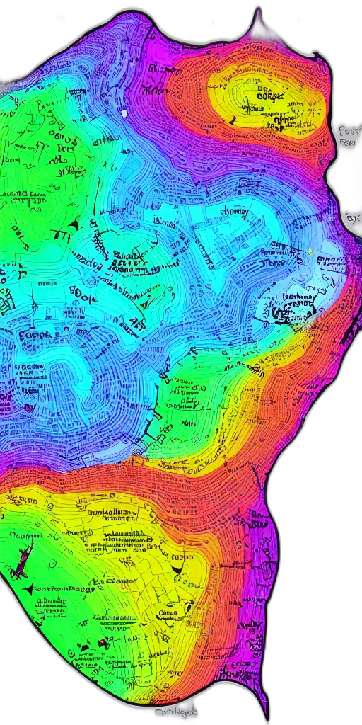 colorful, infographic, map, heavenly, realm, split, into, regions transparent PNG cut-out