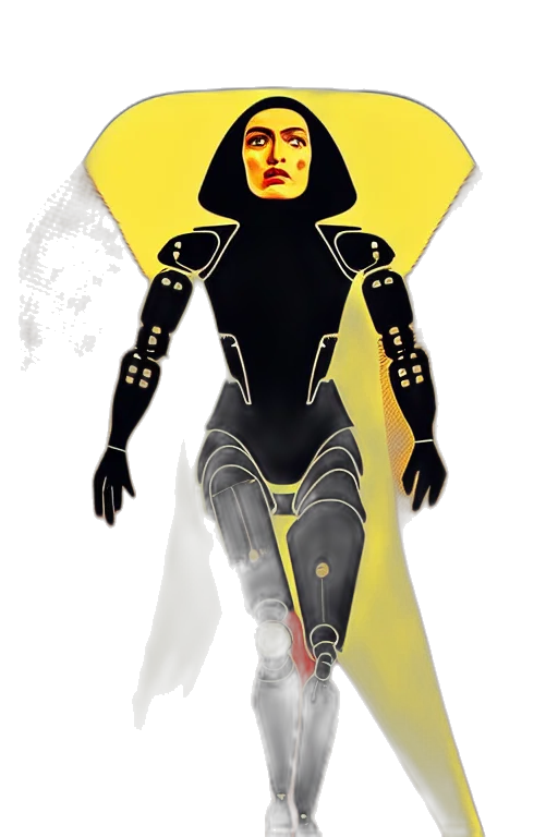 robot, concept art, comic book art, 3d render, cyberpunk, outer space, golden, way transparent PNG cut-out