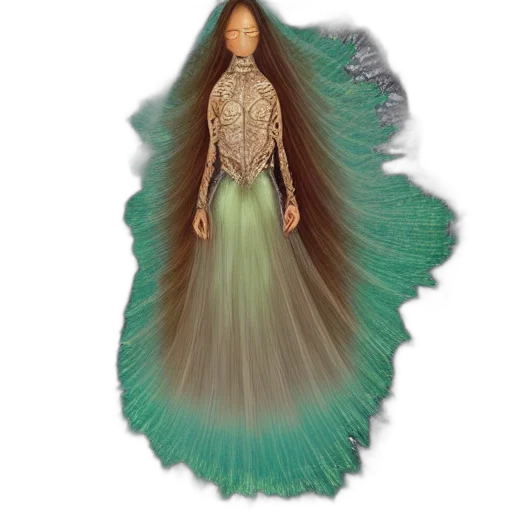 dress, hair, creature, jewelry, fantasy art, concept art, 3d render, watercolor transparent PNG cut-out