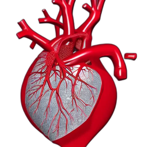 3d render, close, anatomical, model, human, heart, made, transparent transparent PNG cut-out