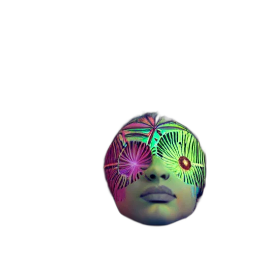 mask, face, crown, hat, vaporwave, 3d render, photorealistic, pixel art transparent PNG cut-out