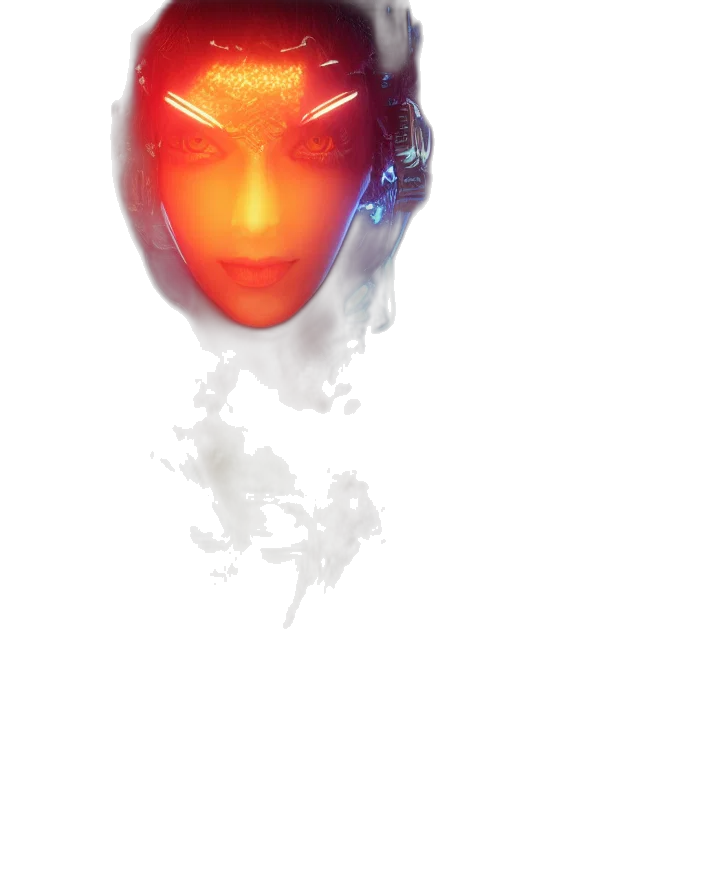 mask, face, robot, weapon, comic book art, concept art, 3d render, photorealistic transparent PNG cut-out