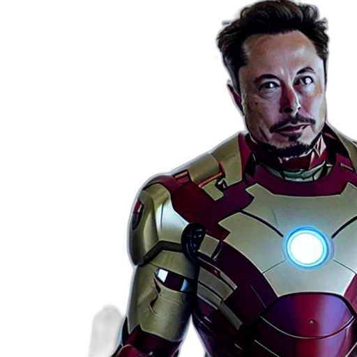comic book art, concept art, 3d render, cartoon, elon, musk, iron, man transparent PNG cut-out
