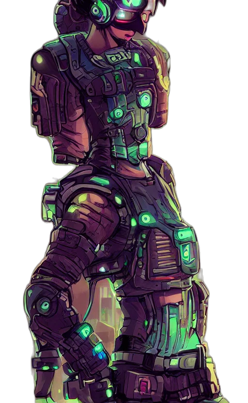 robot, jacket, weapon, face transparent PNG cut-out