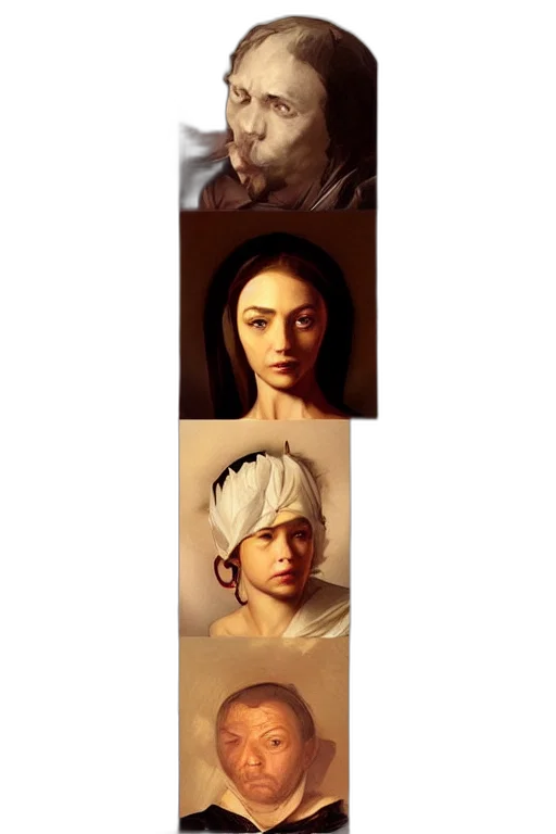 face, hat, mask, crown, oil painting, photorealistic, concept art, fantasy art transparent PNG cut-out