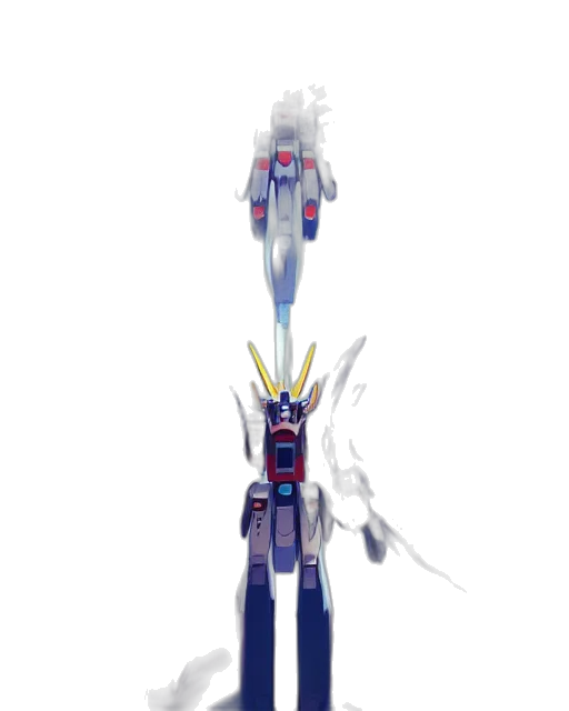 robot, weapon, staff, sword, concept art, 3d render, outer space, blue transparent PNG cut-out