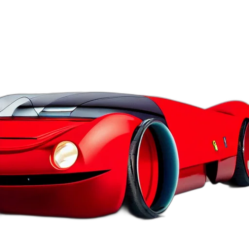 car, 3d render, concept art, photorealistic, red, retro, futuristic, ferrari transparent PNG cut-out