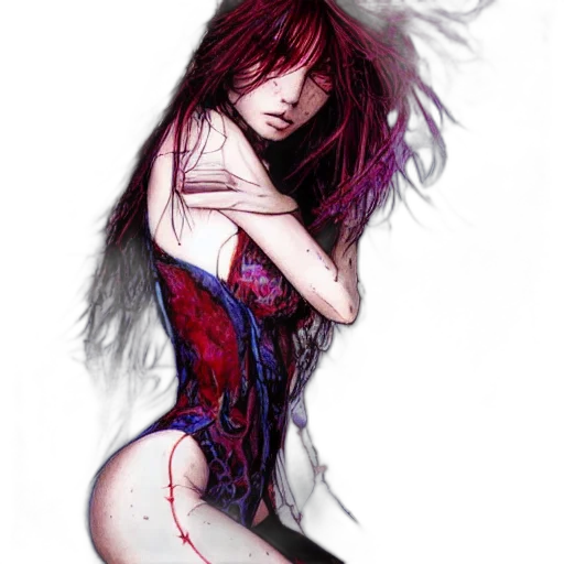 dress, hair, photorealistic, fantasy art transparent PNG cut-out