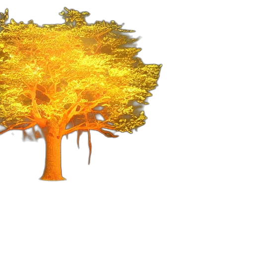 tree, crown, 3d render, concept art, pixel art, photorealistic, forest, golden transparent PNG cut-out